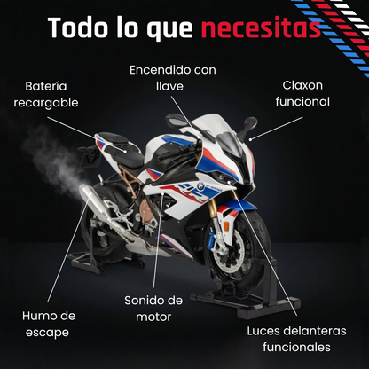 Moto Deportiva 1:9 con Humo Real y Luces LED