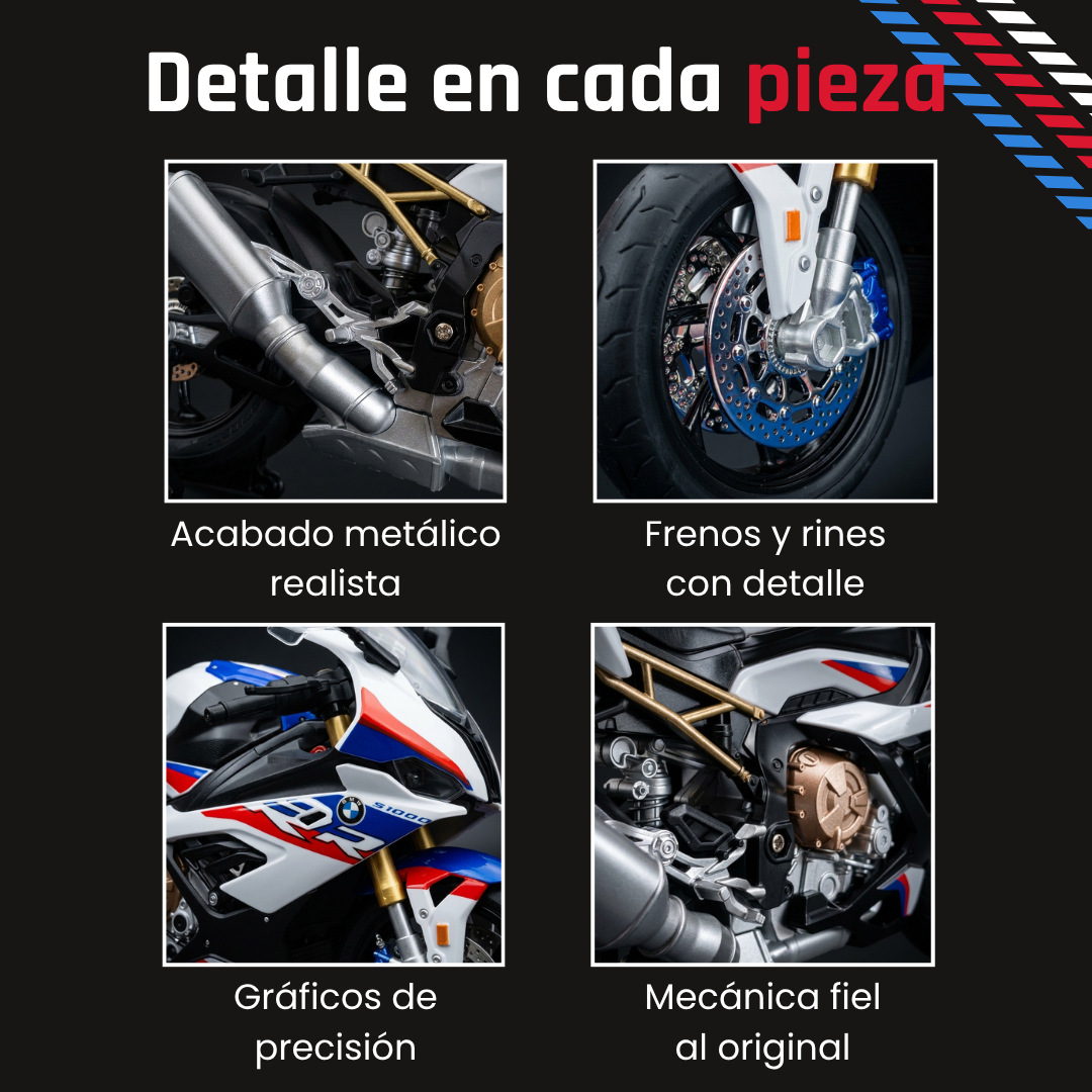 Moto Deportiva 1:9 con Humo Real y Luces LED