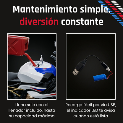 Moto Deportiva 1:9 con Humo Real y Luces LED