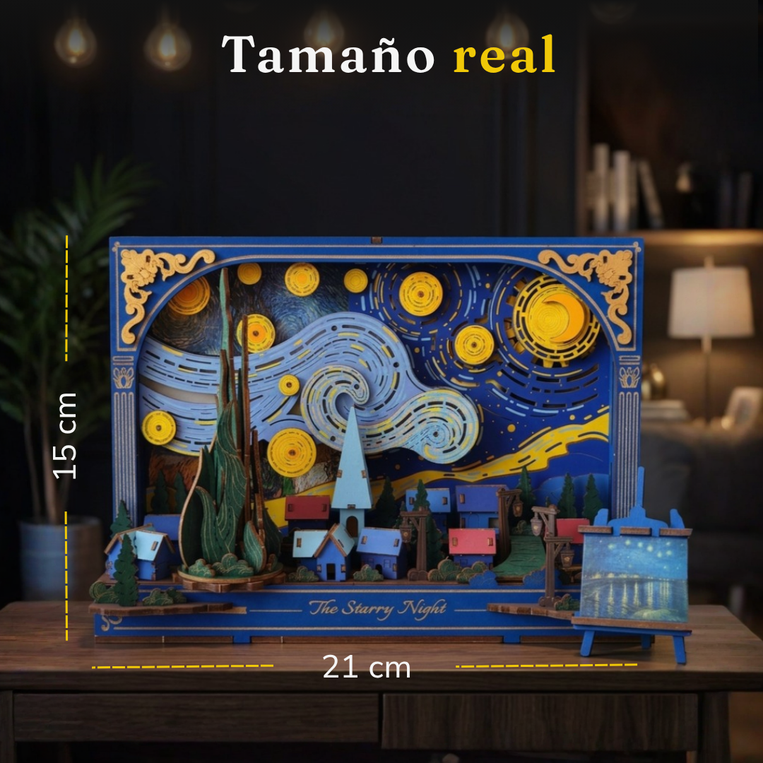 Cuadro 3D de Madera con Luces LED