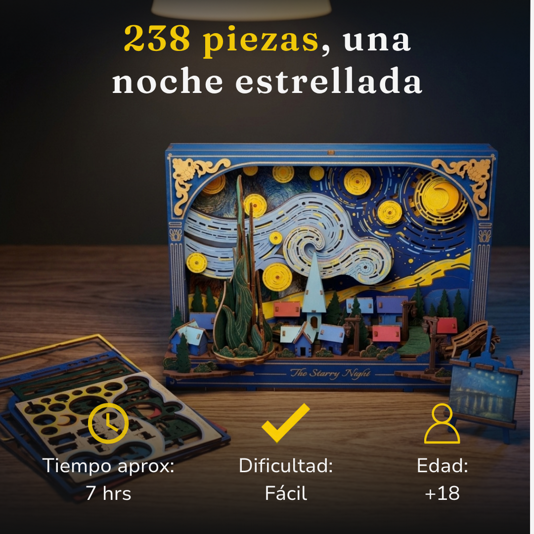 Cuadro 3D de Madera con Luces LED
