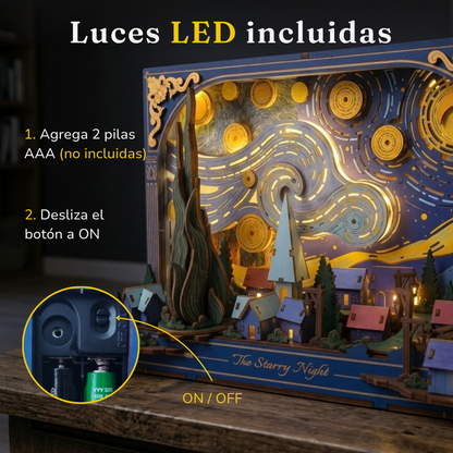 Cuadro 3D de Madera con Luces LED