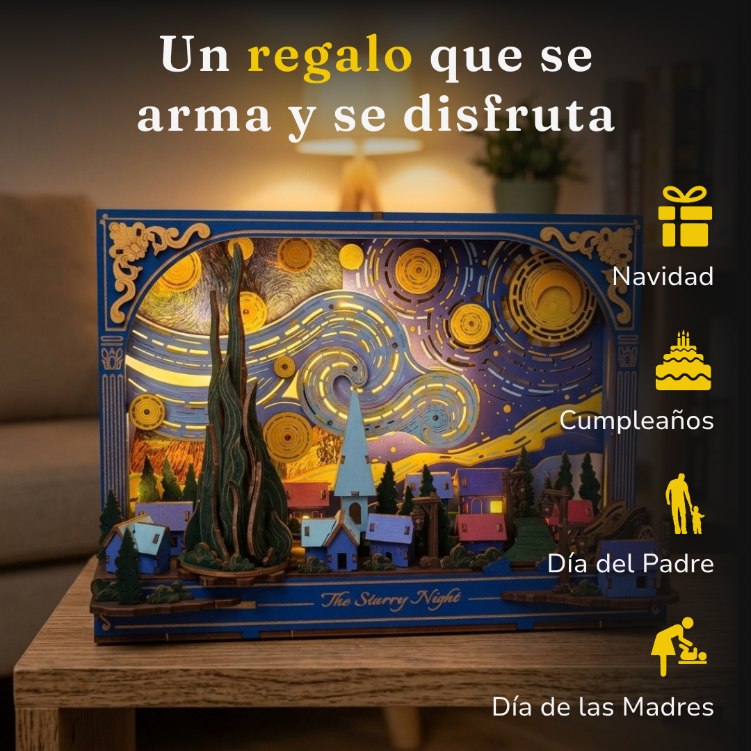 Cuadro 3D de Madera con Luces LED