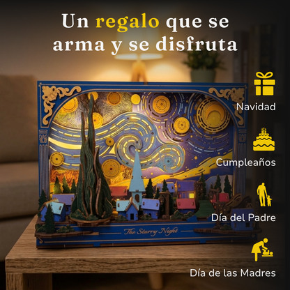 Cuadro 3D de Madera con Luces LED